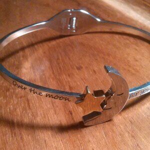Hallmark Over the Moon for You Engraved Stainless Steel Bangle Bracelet